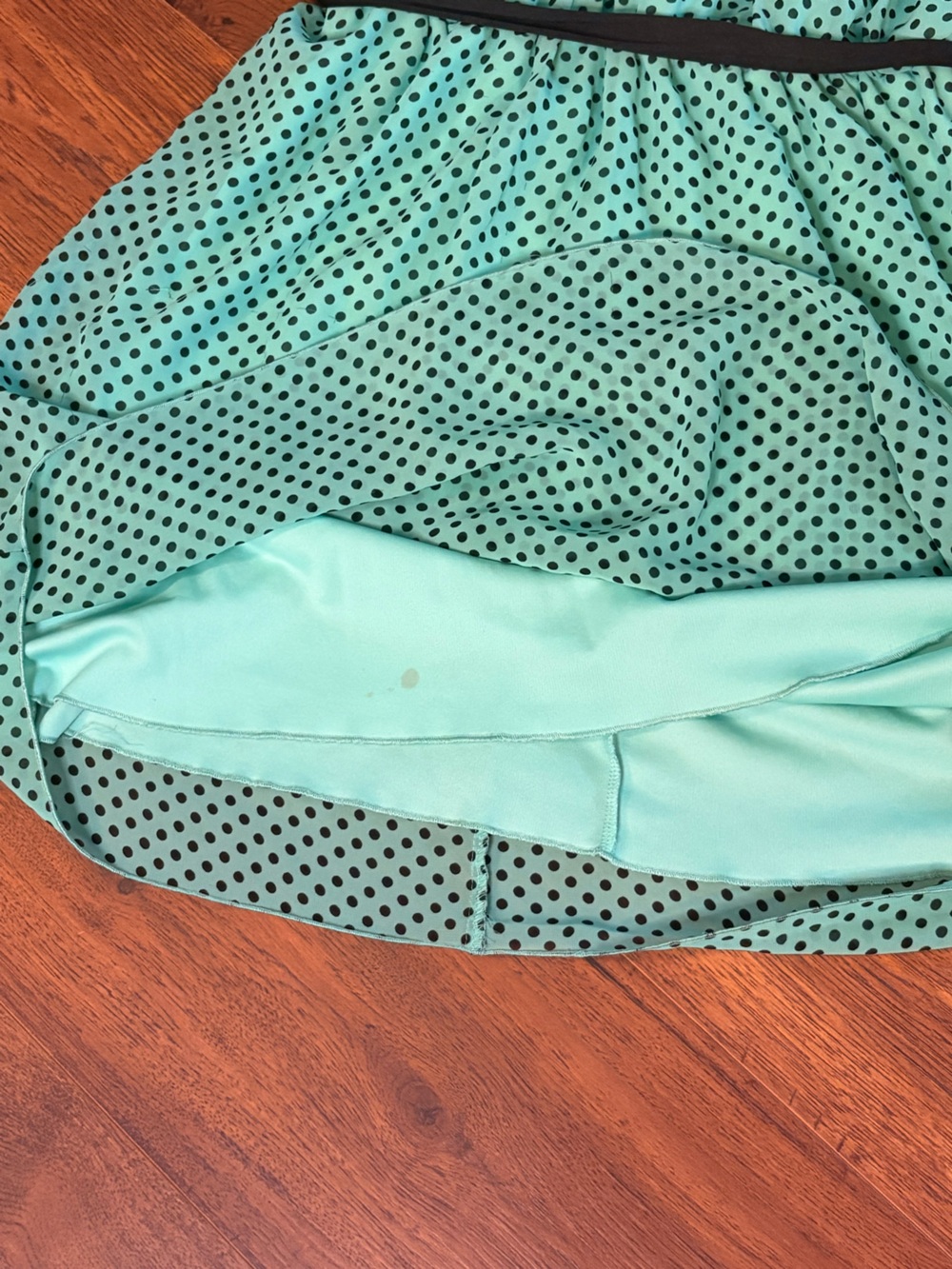 Sweet Storm Teal Polka Dot Dress with Black Sash - Picture 5 of 5